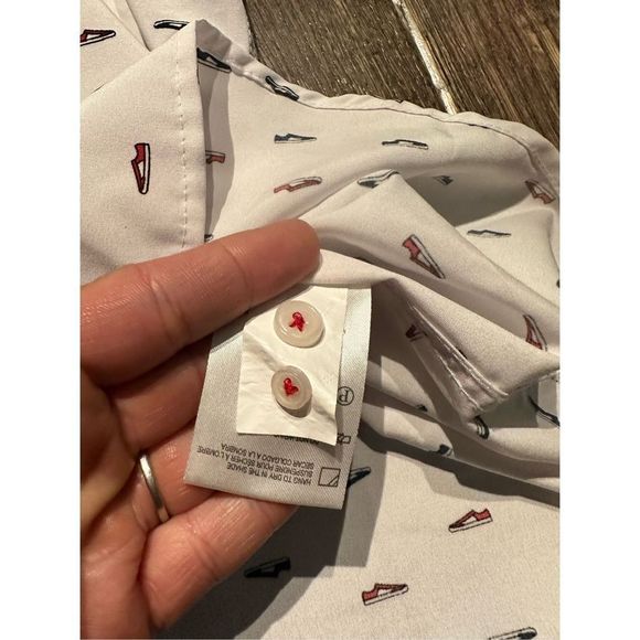 Report Collection Short Sleeve Button Down Sneaker Print Shirt - Picture 5 of 6